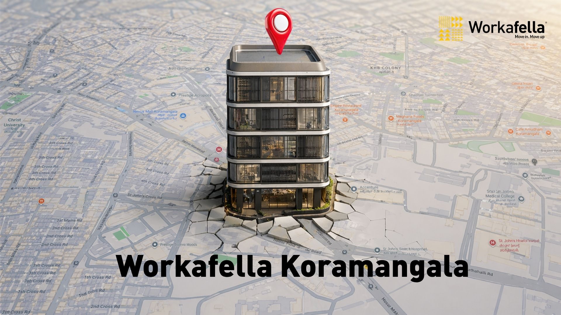 Modern coworking space in Koramangala with professionals working in a premium office environment 